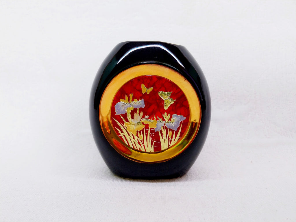 Japanese Chokin Porcelain Vase — 24K Gold Edged