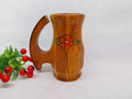 Vintage Handmade Wooden Beer Mug — Hand-painted Floral Folk Art