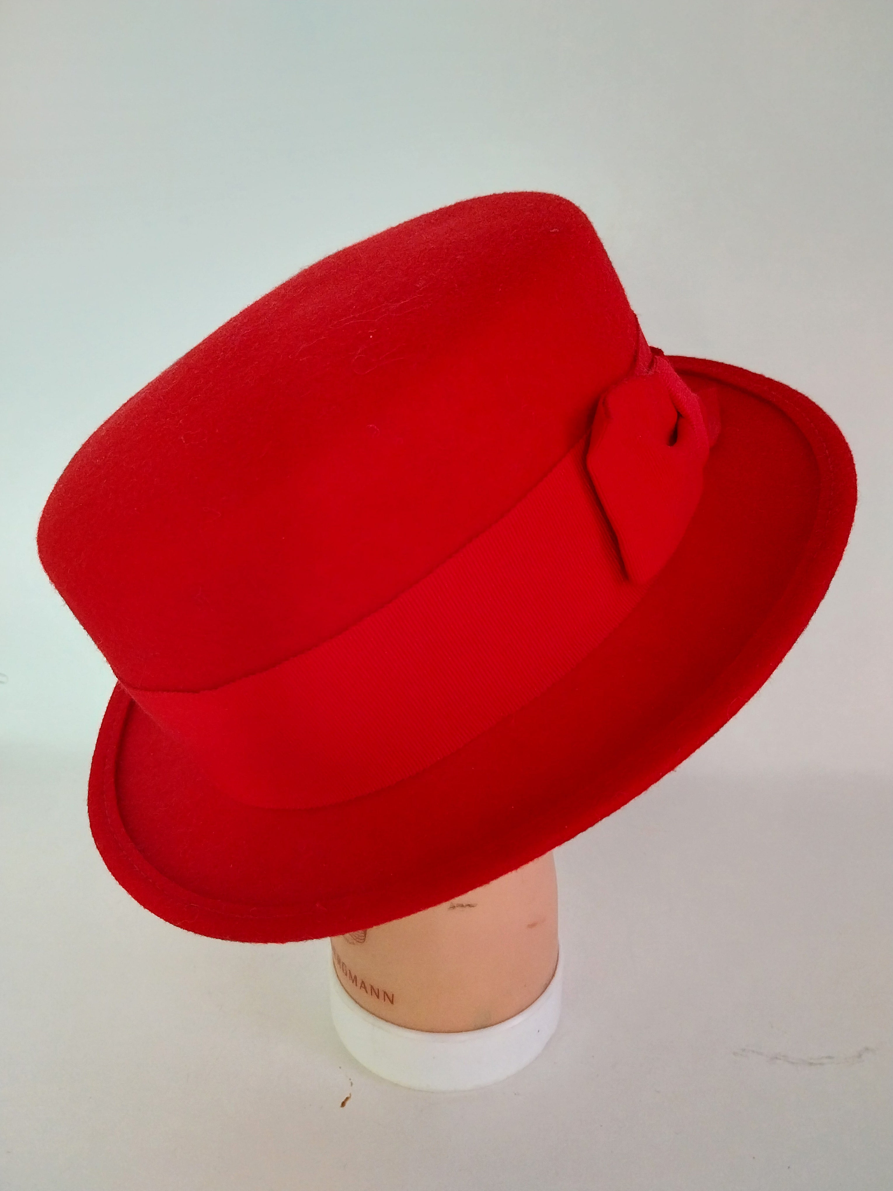Vintage Red Fedora Hat by Breiter München — German Wool Felt