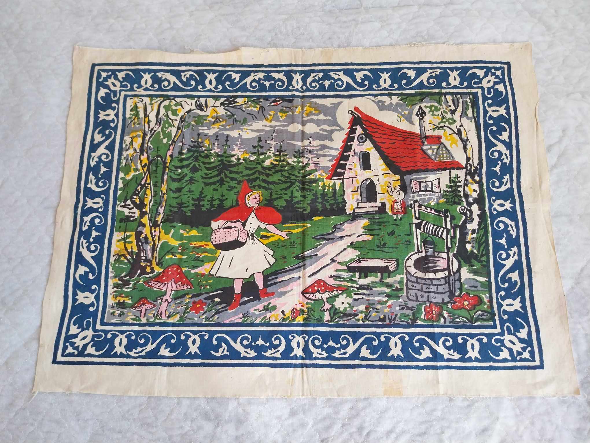 Little Red Riding Hood textile print, from the 50s - 60s