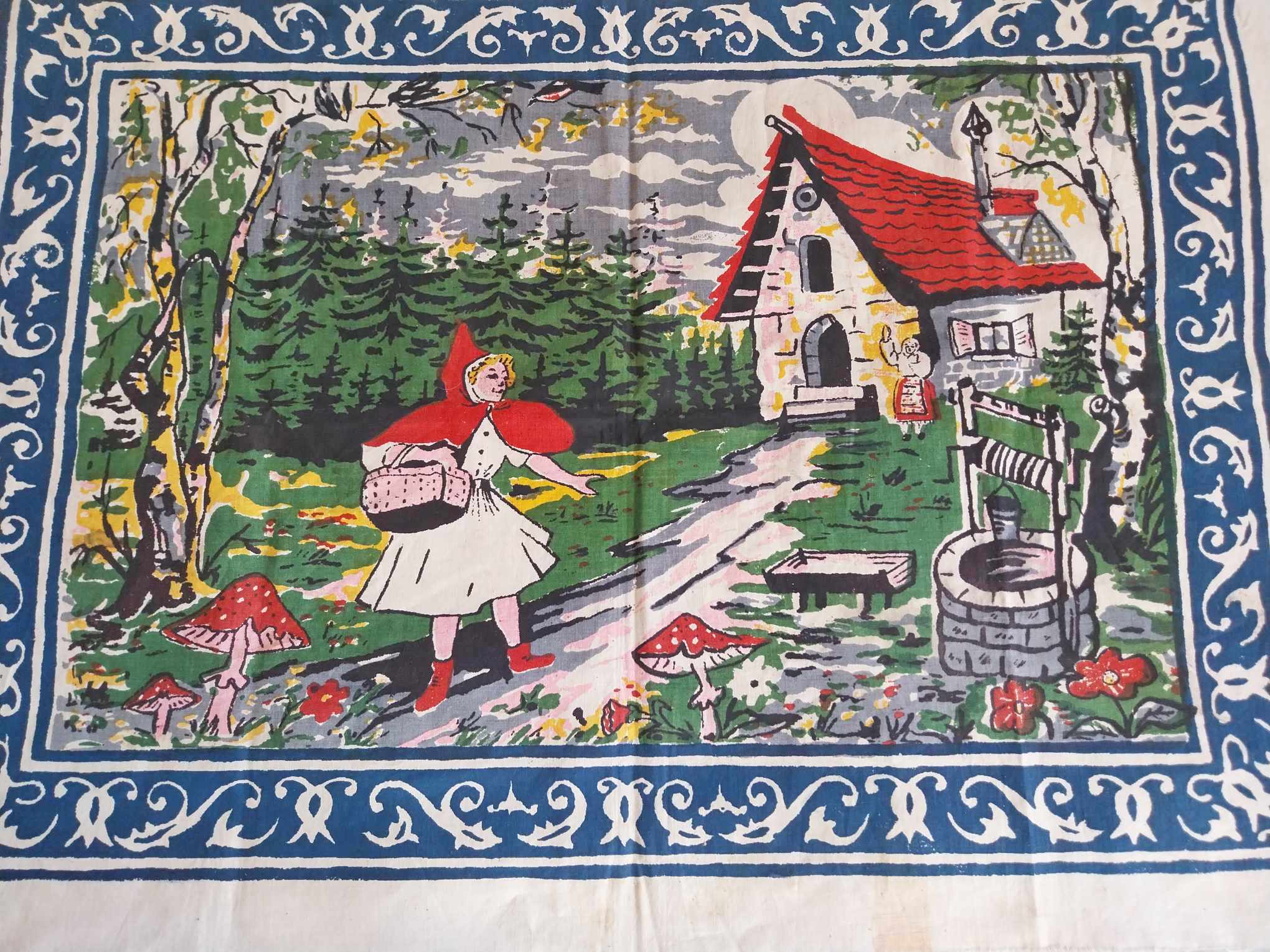 Little Red Riding Hood textile print, from the 50s - 60s