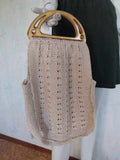 Handmade Cotton Knit Bag with Plastic Handles