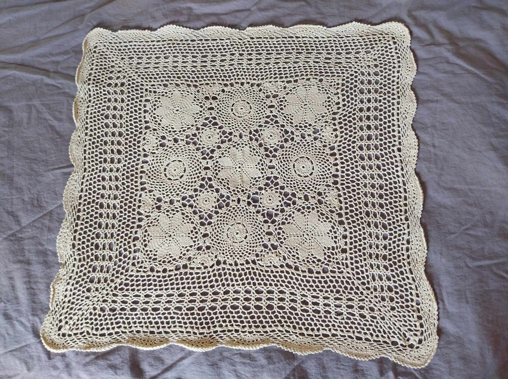 Vintage Handmade Crochet Tablecloth 70cm square