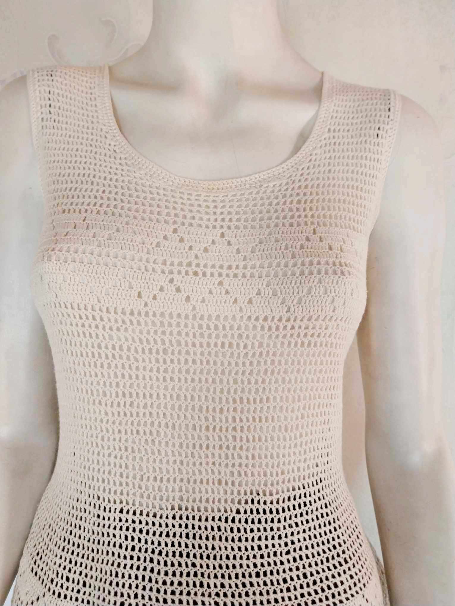 Vintage Crochet Tank Top — Cream, Handmade