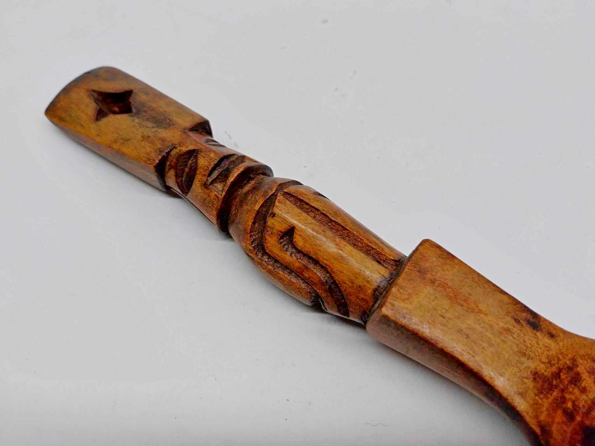 Vintage African wooden spoon, Spoon with hand-carved handle