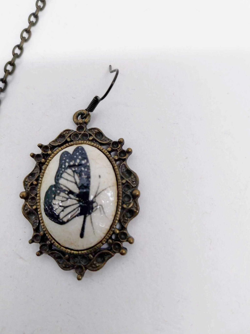 Antique Butterfly Jewelry Set — Necklace & Earrings