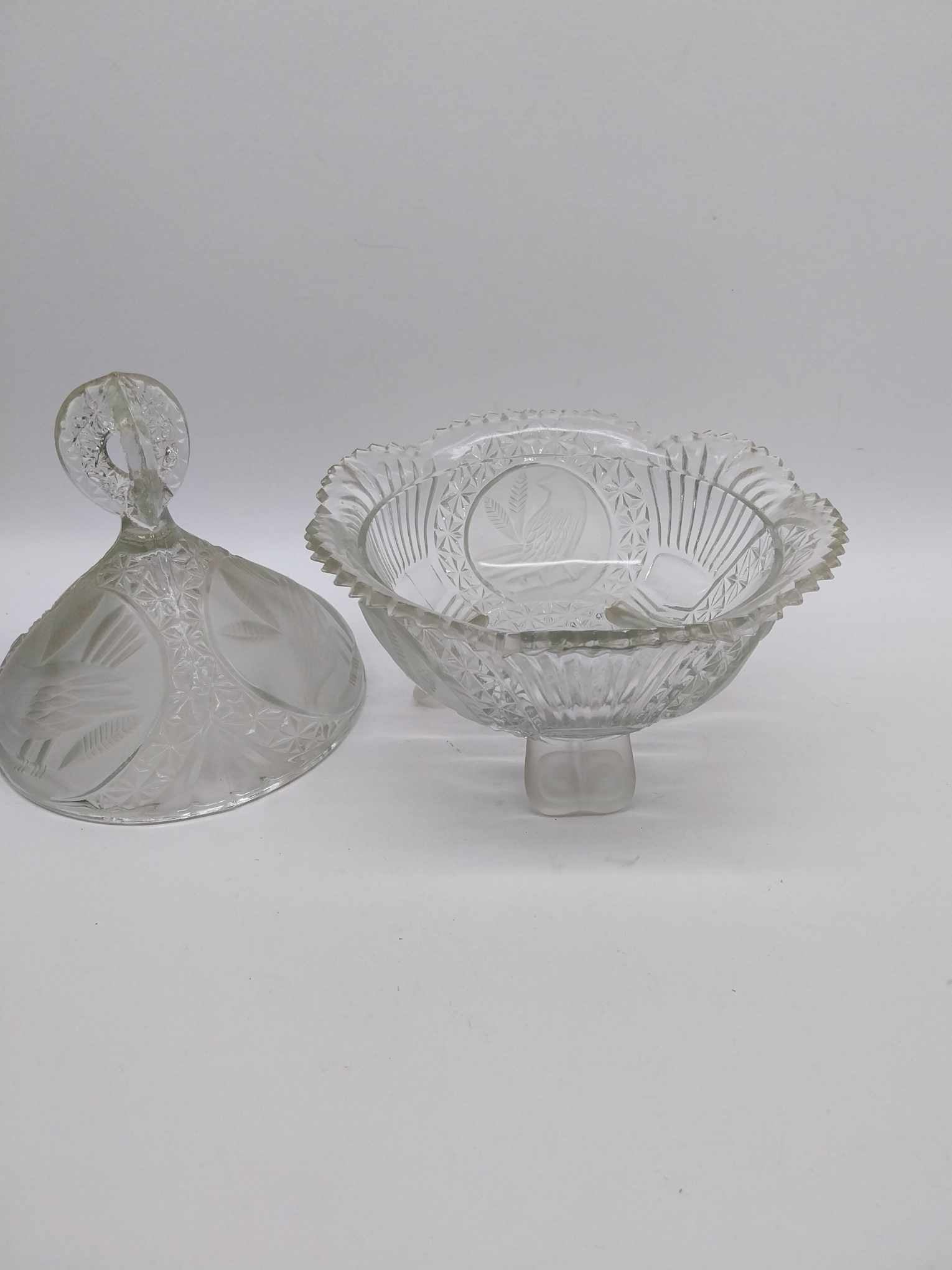 Vintage Hofbauer Crystal Candy Bowl, The Byrdes Collection Bowl