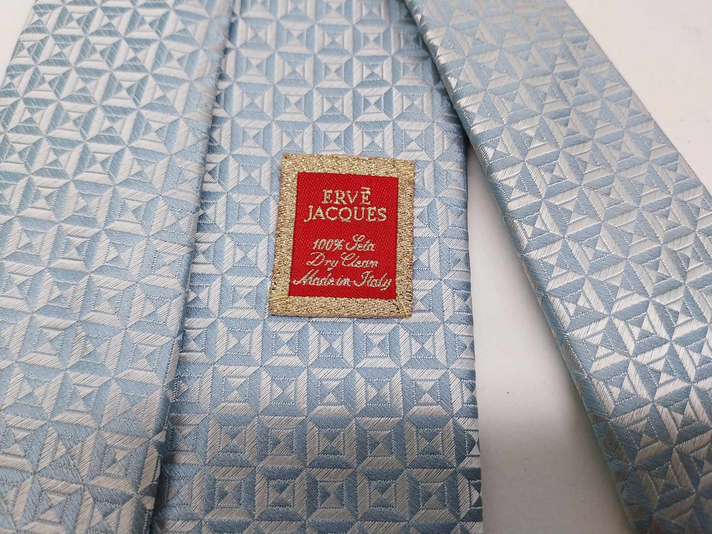 Erve Jacques Italian Silk Tie — Powder Blue Jacquard Vintage Necktie