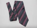 Altea Milano grey striped silk wool tie laid flat