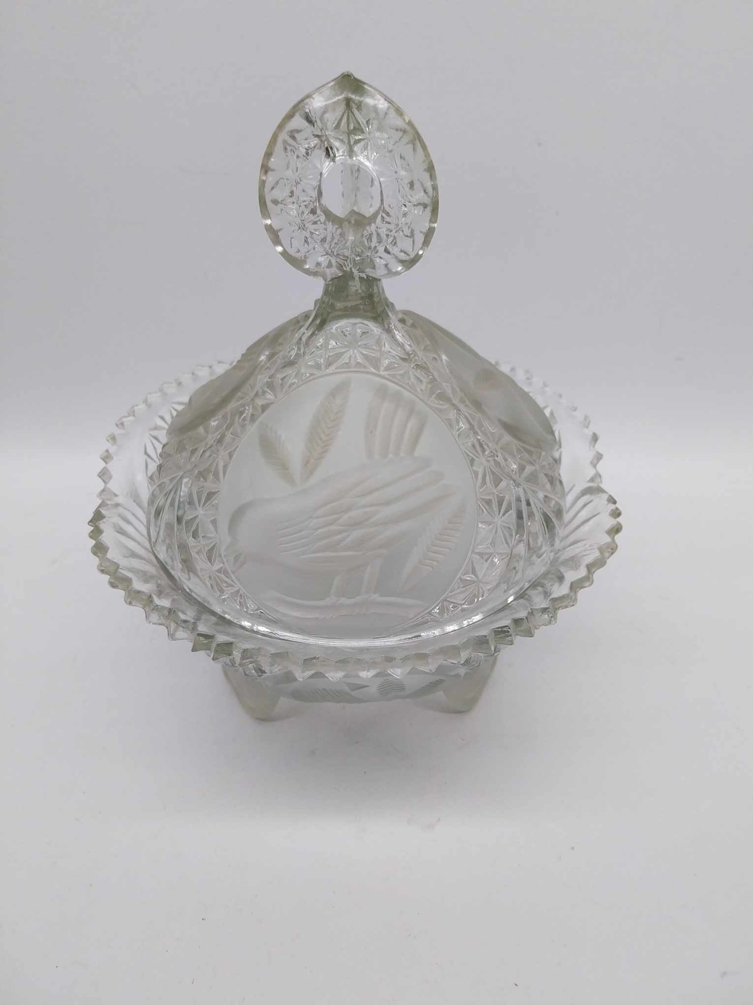 Vintage Hofbauer Crystal Candy Bowl, The Byrdes Collection Bowl