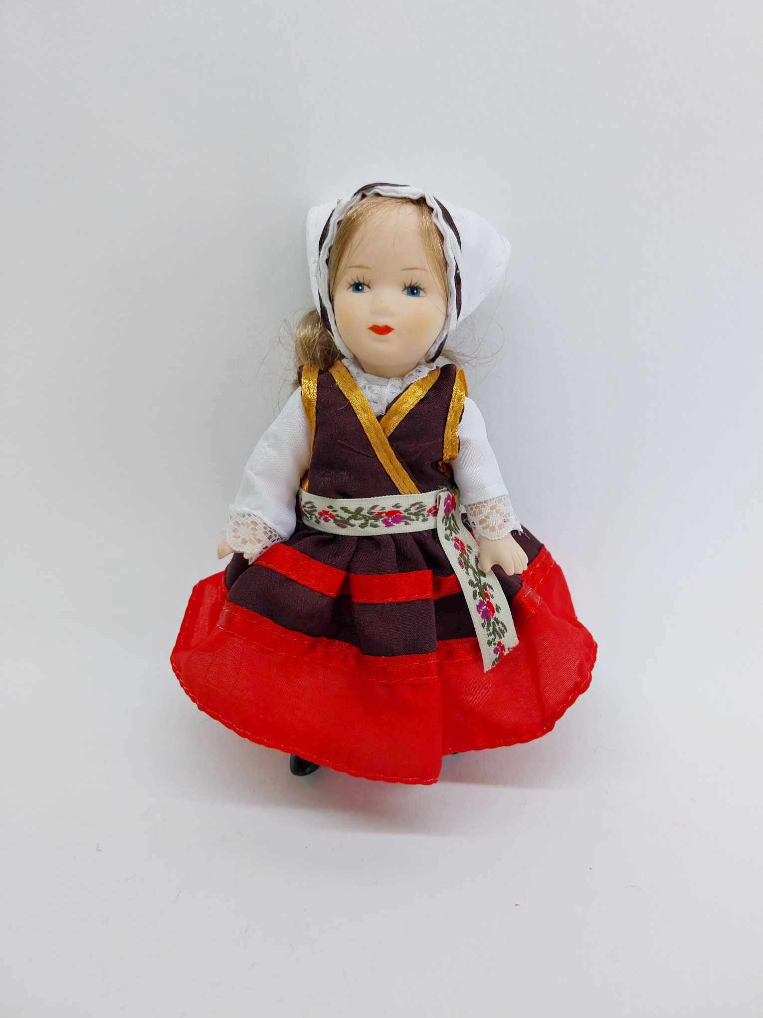 Vintage Ceramic Doll in Folk Costume, France