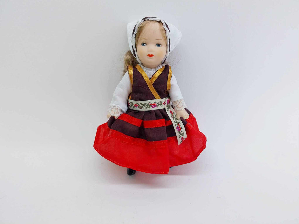 Vintage Ceramic Doll in Folk Costume, France