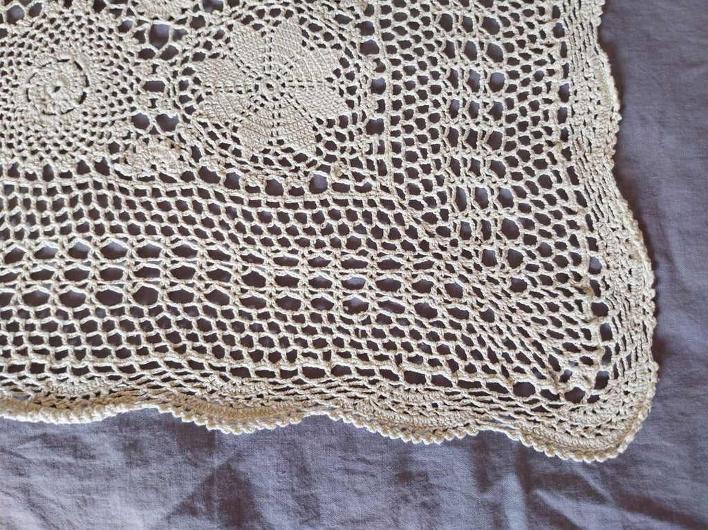 Vintage Handmade Crochet Tablecloth 70cm square