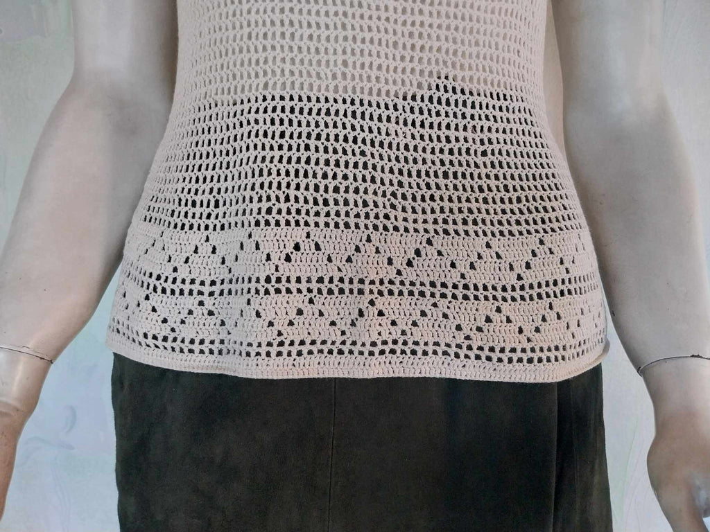 Vintage Crochet Tank Top — Cream, Handmade