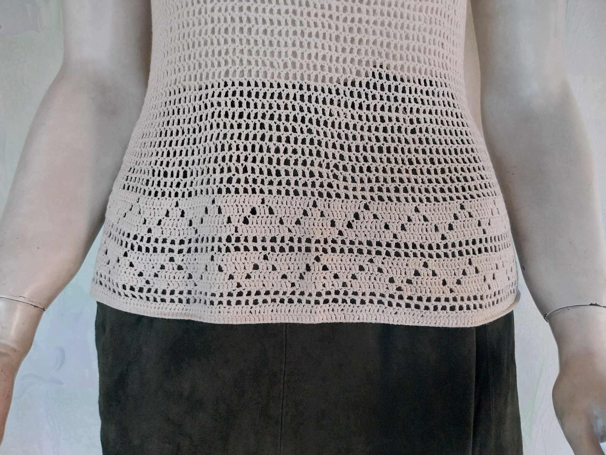 Vintage Crochet Tank Top — Cream, Handmade