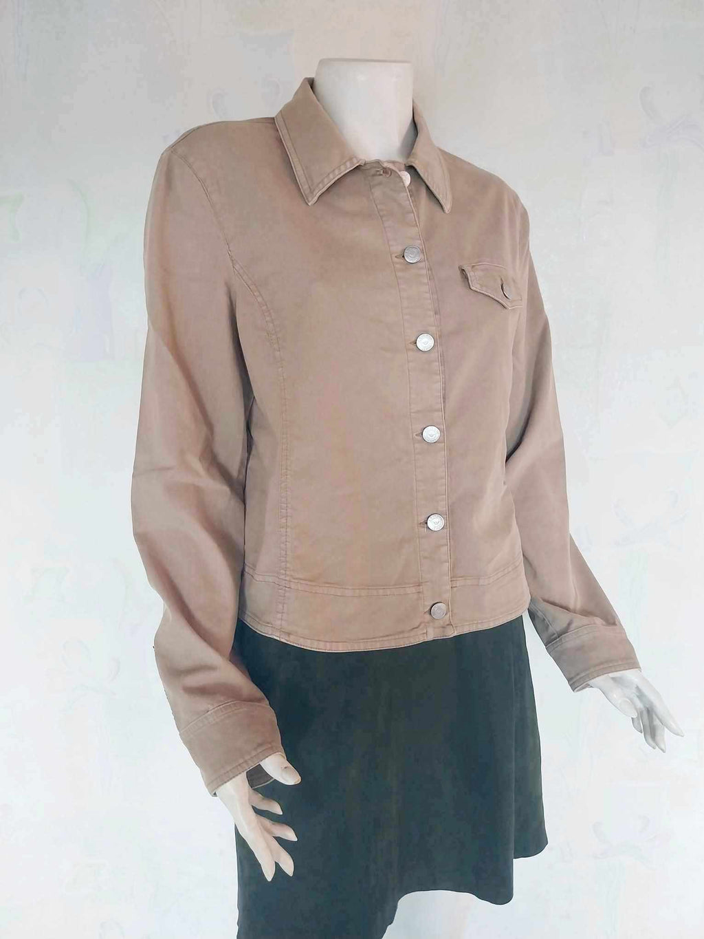 Armani Jeans Women's Jacket — Taupe Cotton, Vintage