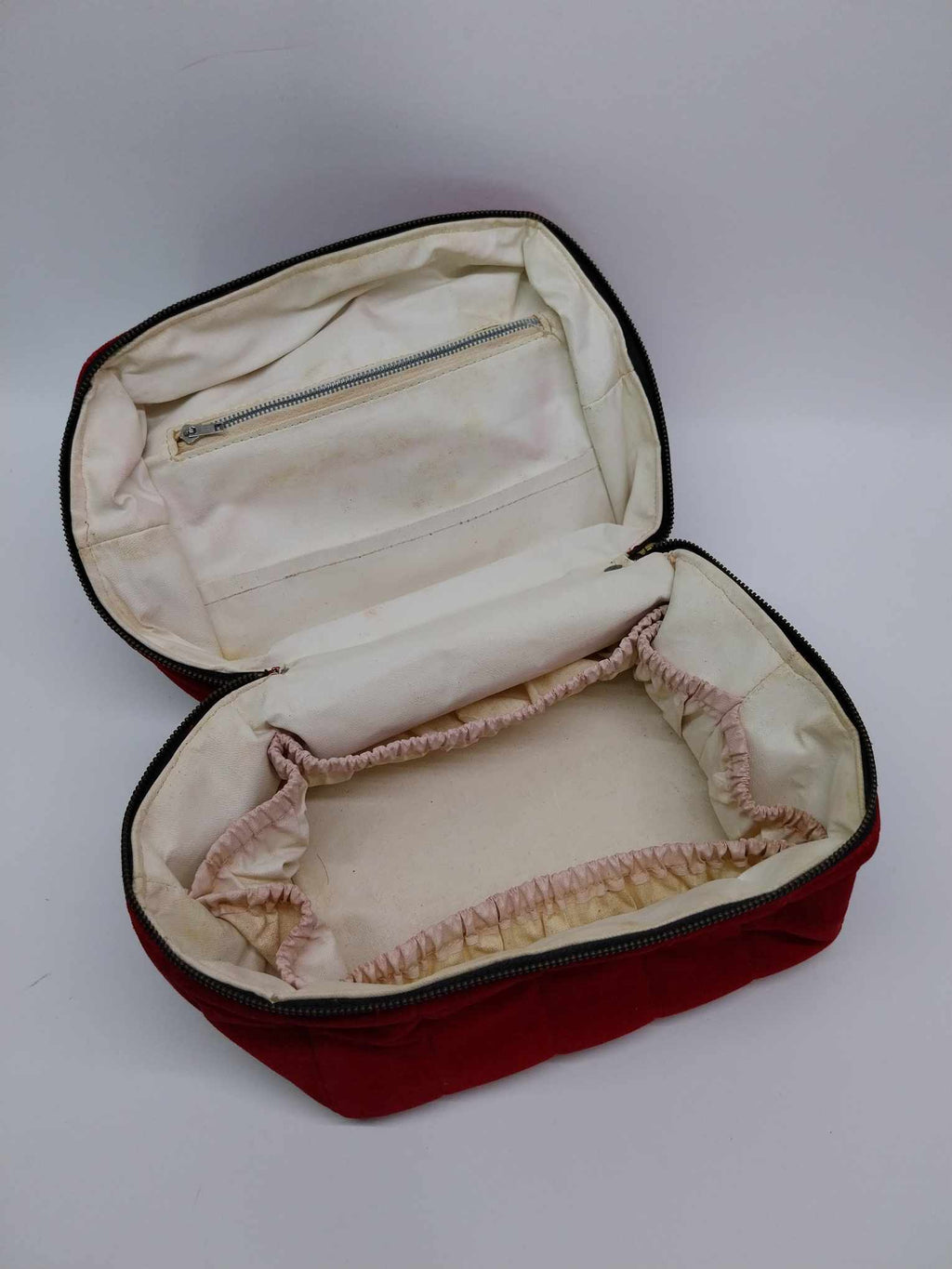 Vintage Red Velvet Box Bag – Retro Cosmetic Bag