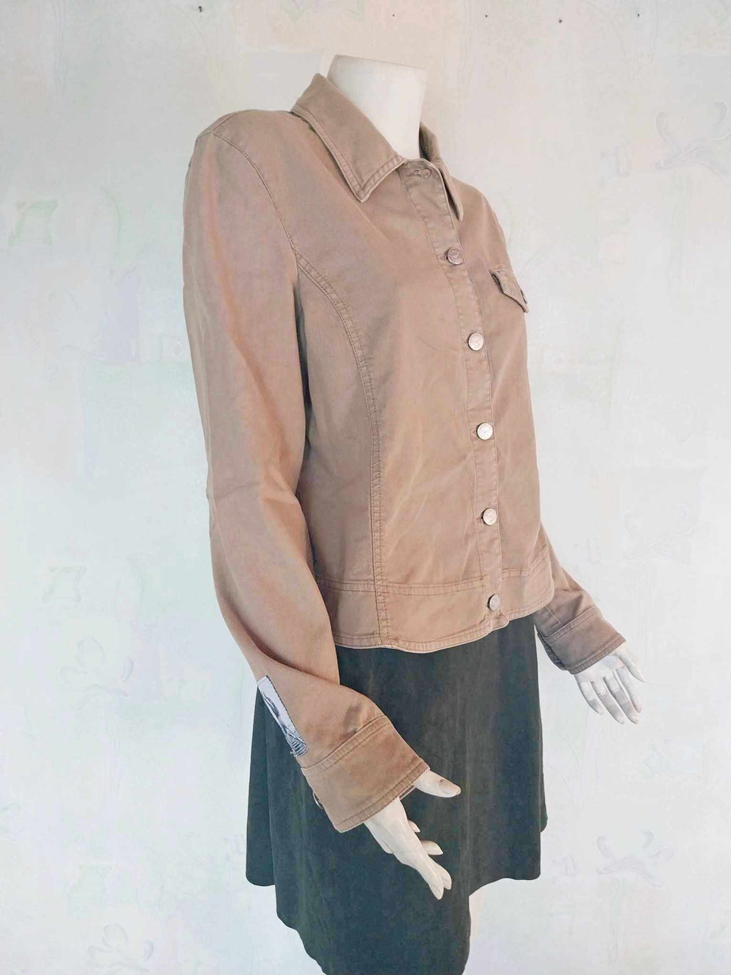 Armani Jeans Women's Jacket — Taupe Cotton, Vintage