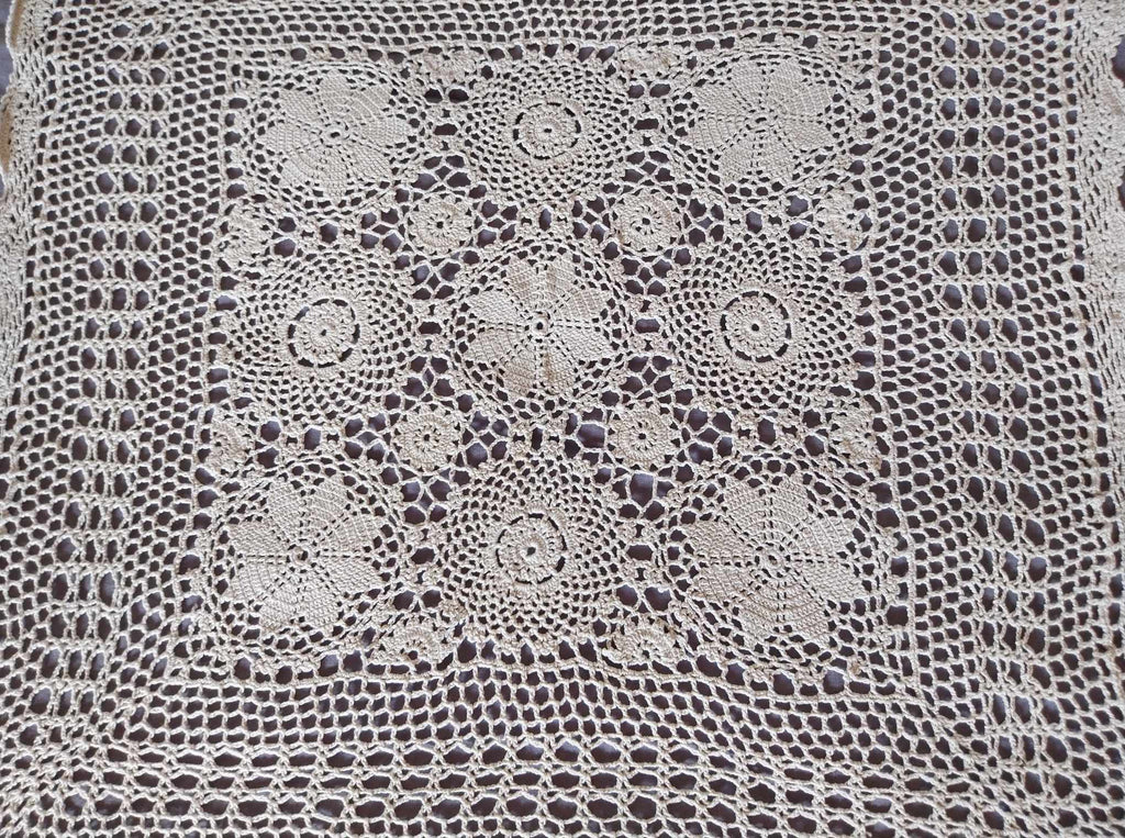 Vintage Handmade Crochet Tablecloth 70cm square