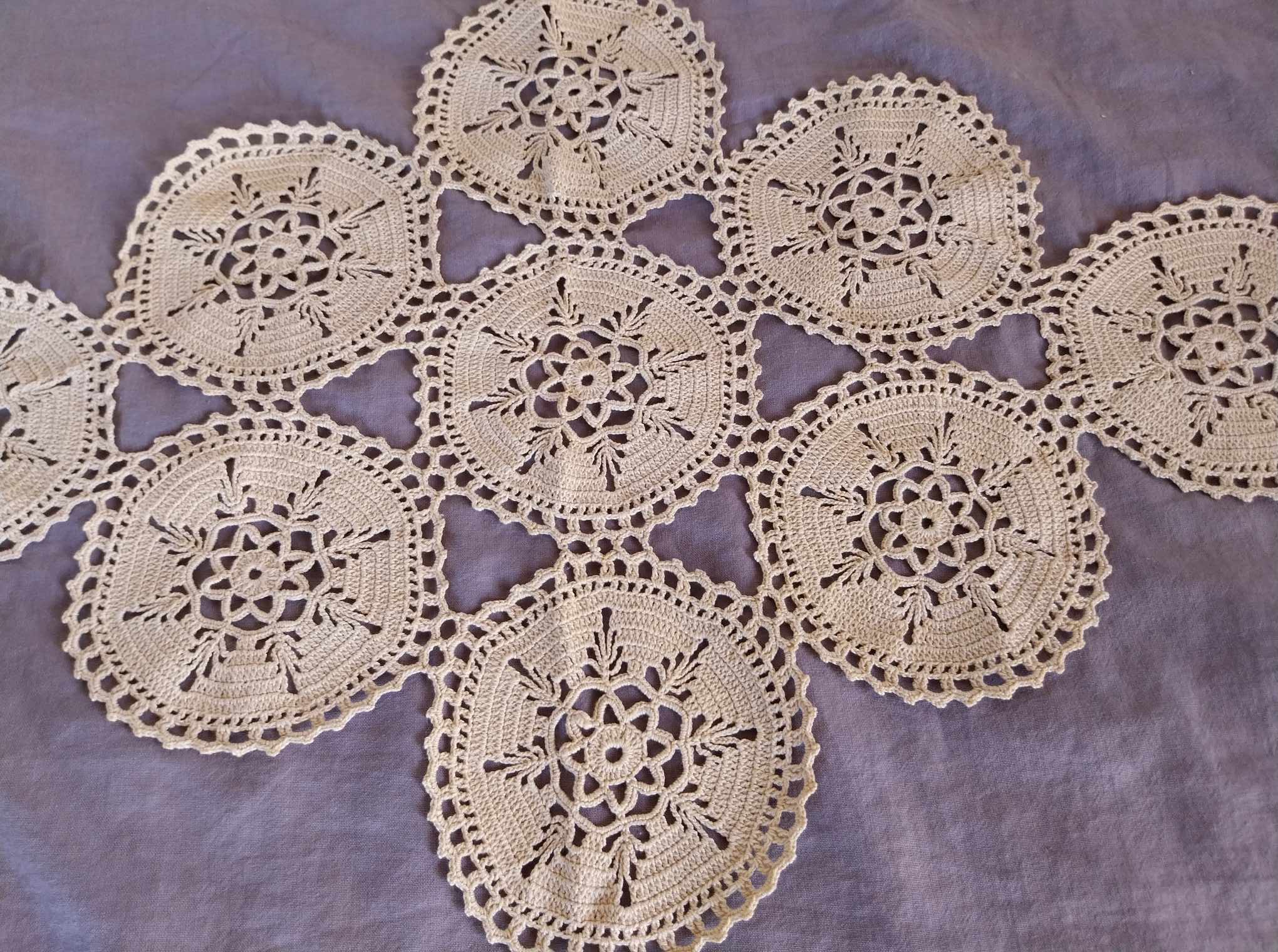 Vintage Bulgarian Hand-Crocheted Cotton Doily — 1970s