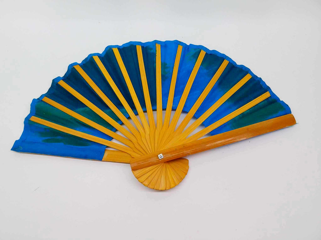 Vintage hand painted Asian fan, Bamboo hand fan