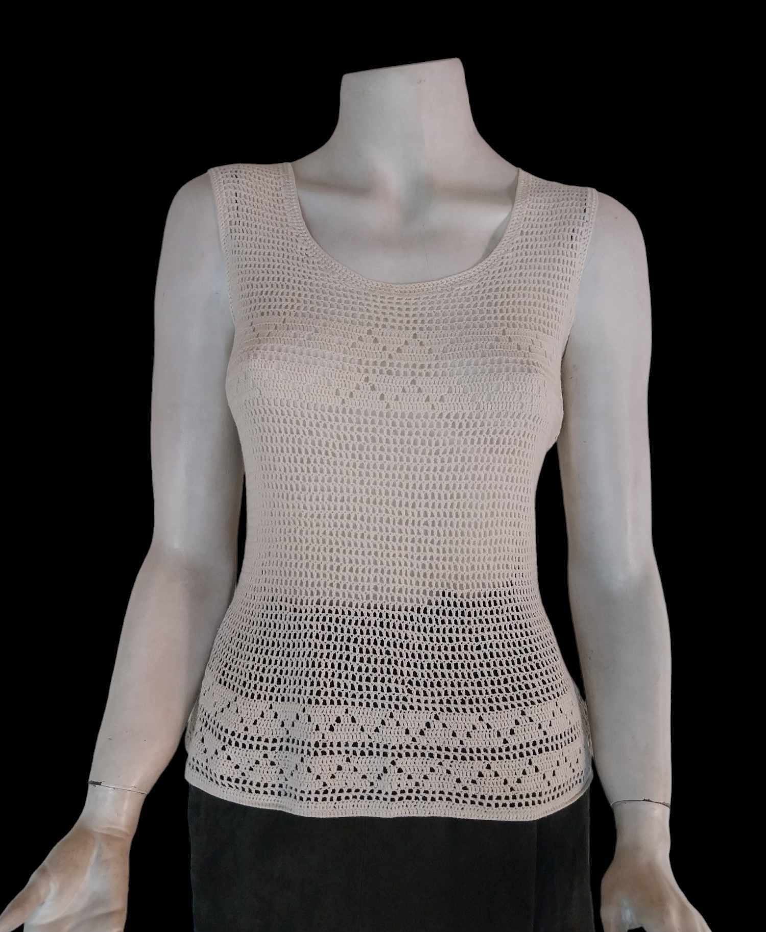 Vintage Crochet Tank Top — Cream, Handmade