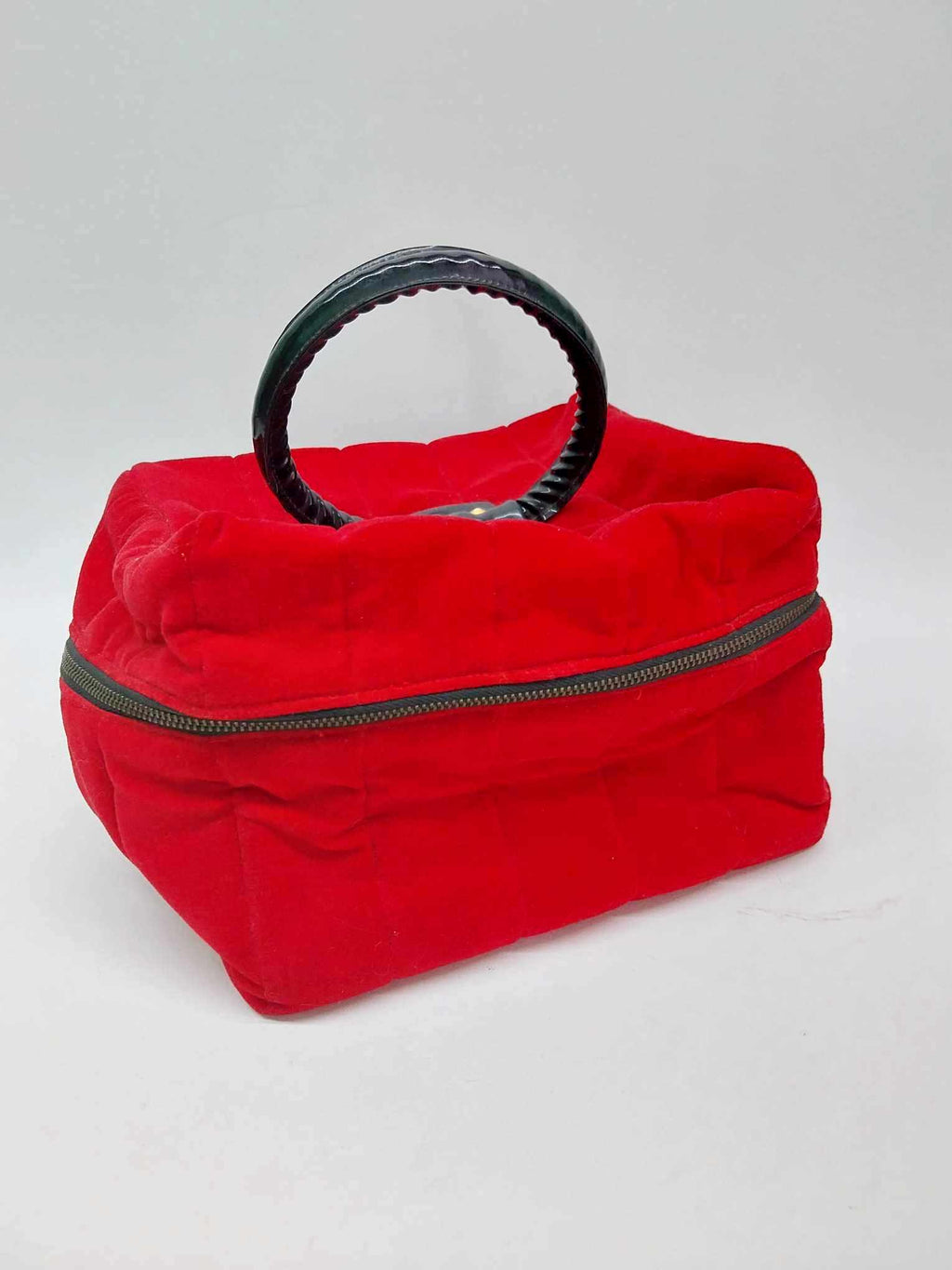 Vintage Red Velvet Box Bag – Retro Cosmetic Bag