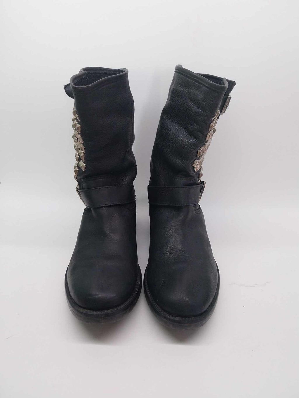 Lavorazione Artigianale Italian Studded Leather Biker Boots