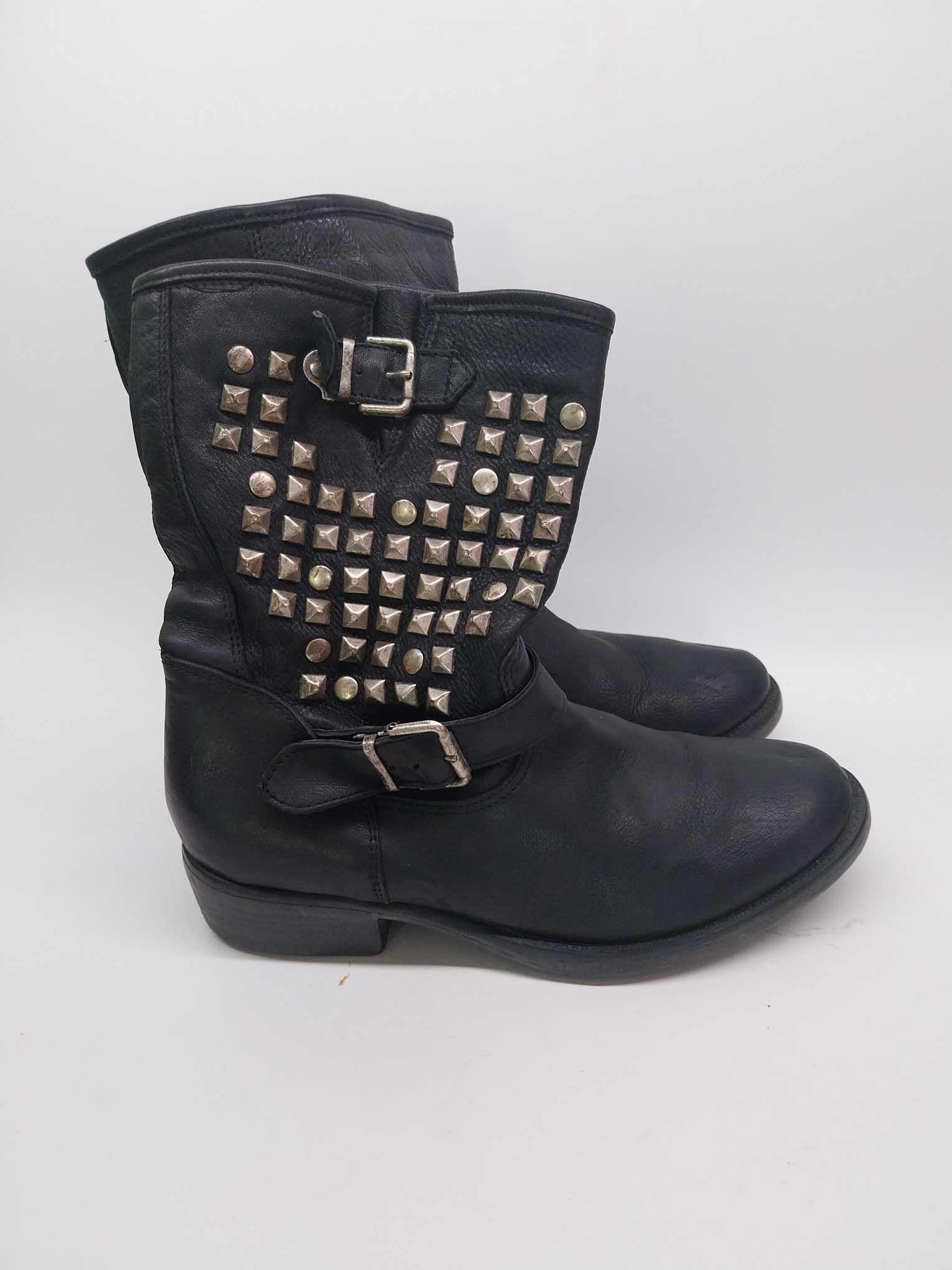 Lavorazione Artigianale Italian Studded Leather Biker Boots
