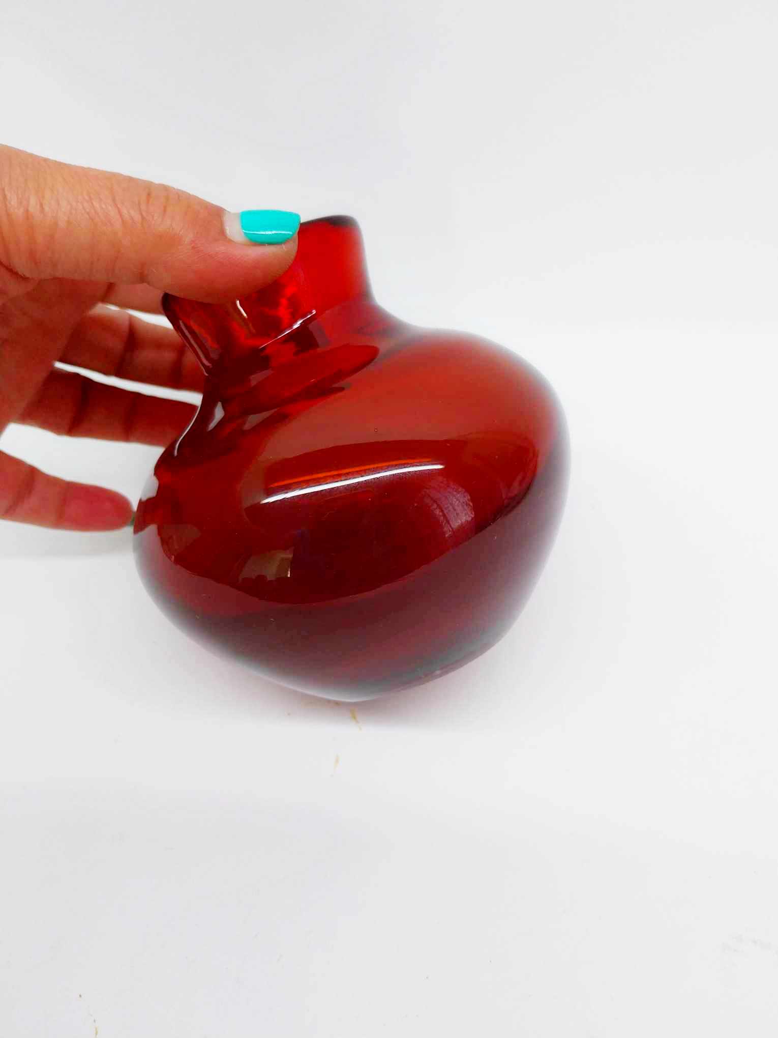 Vintage Red Glass Vase — 1980s