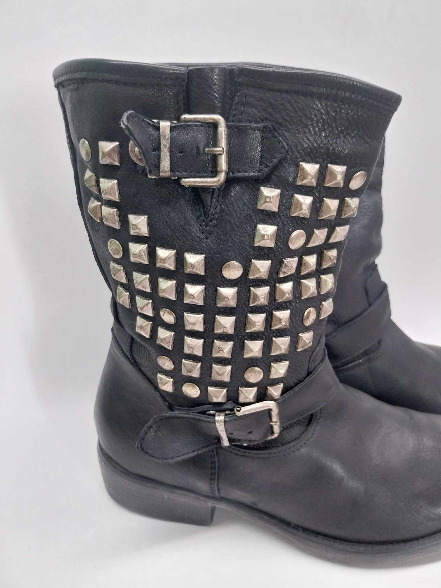 Lavorazione Artigianale Italian Studded Leather Biker Boots