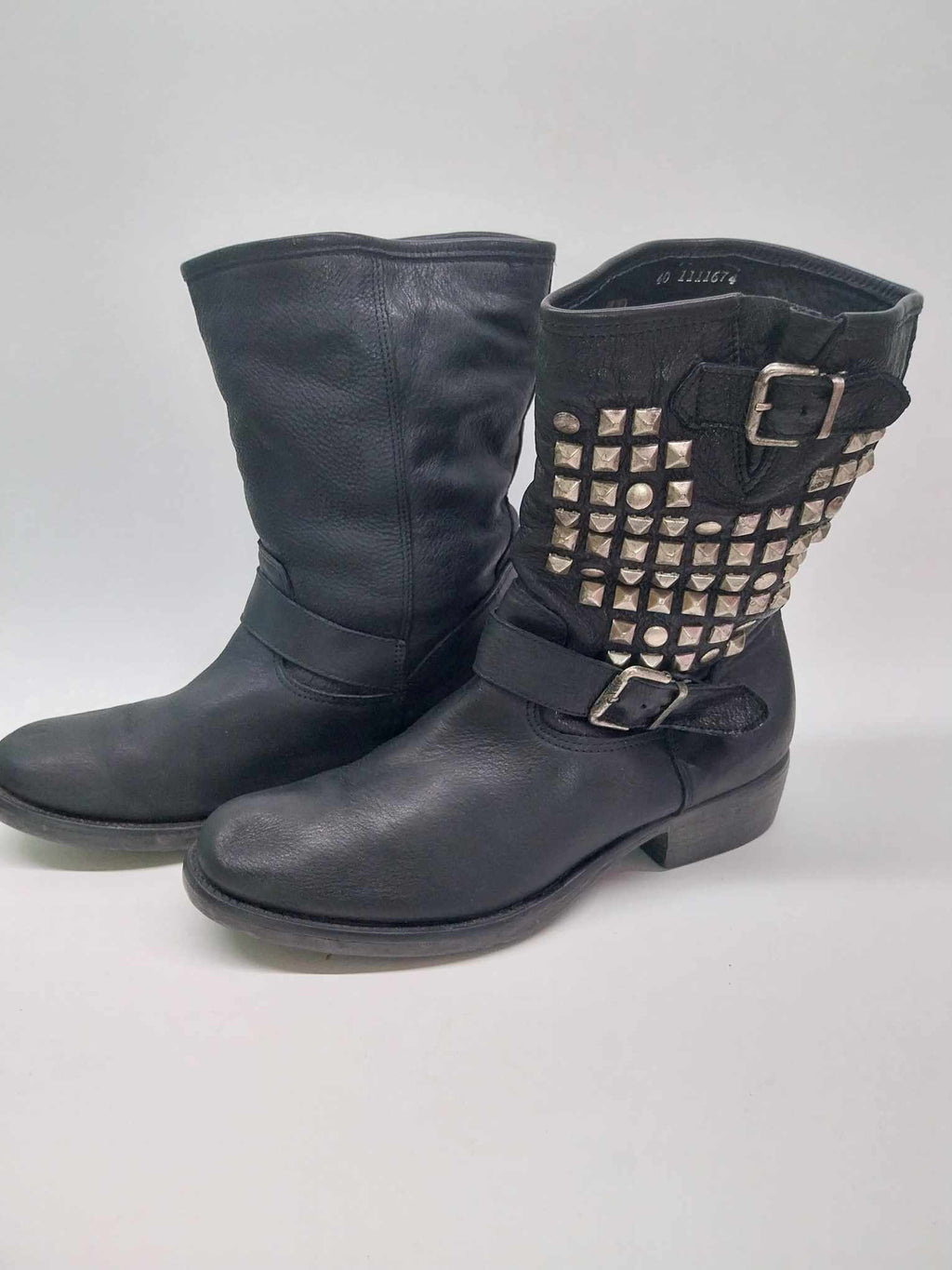 Lavorazione Artigianale Italian Studded Leather Biker Boots