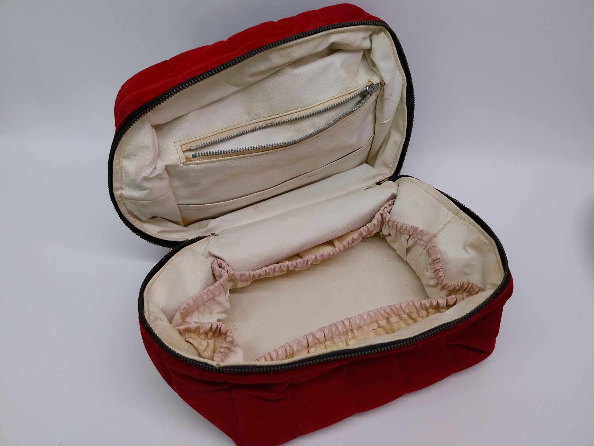 Vintage Red Velvet Box Bag – Retro Cosmetic Bag