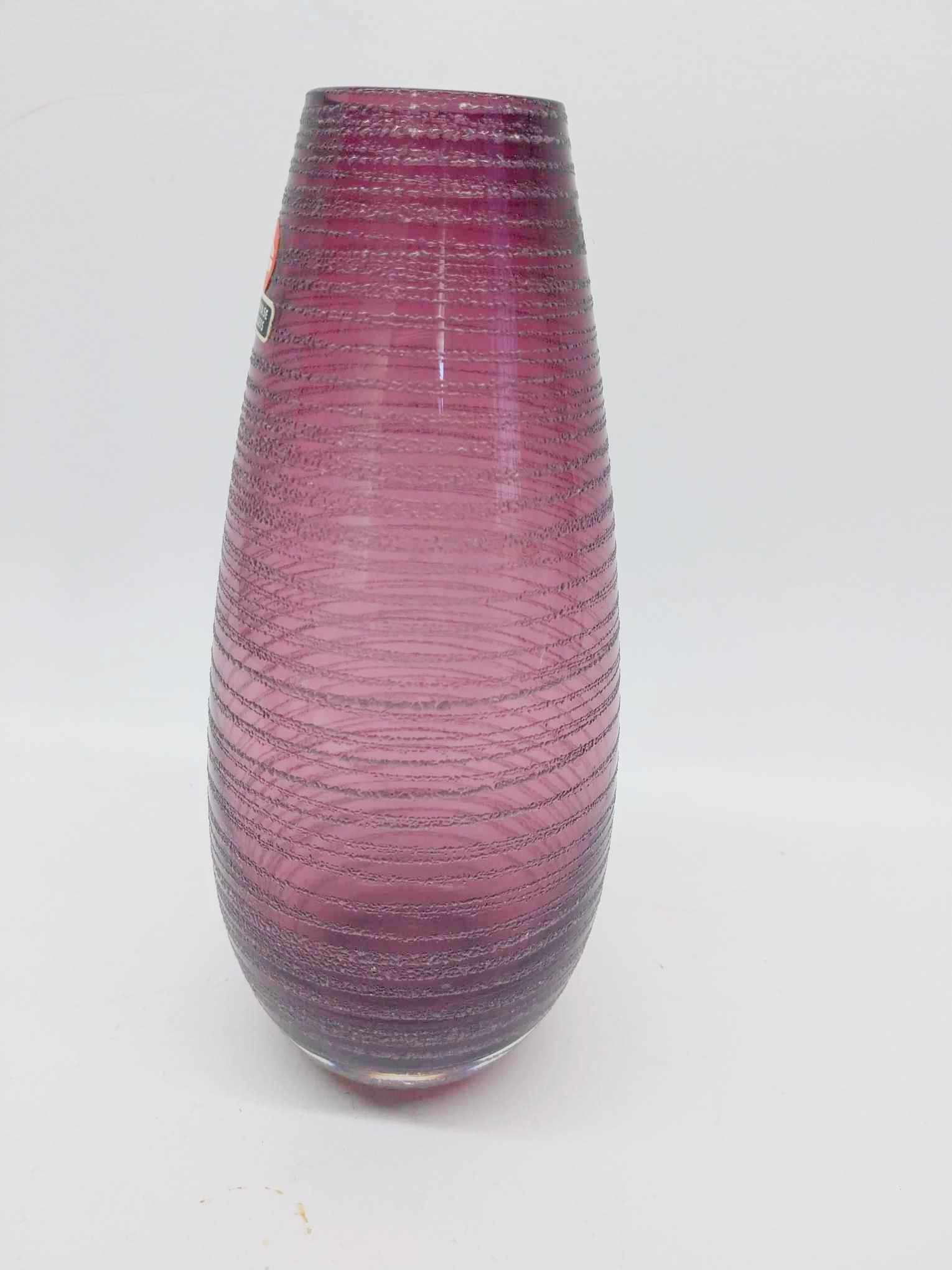 Vintage Ingrid Glas Kristalleis Vase — Amethyst Purple, West Germany