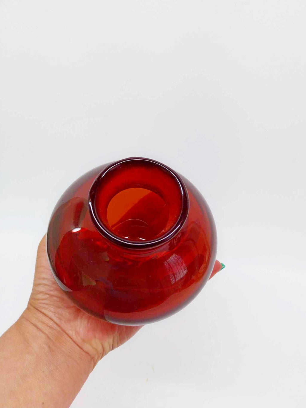 Vintage Red Glass Vase — 1980s