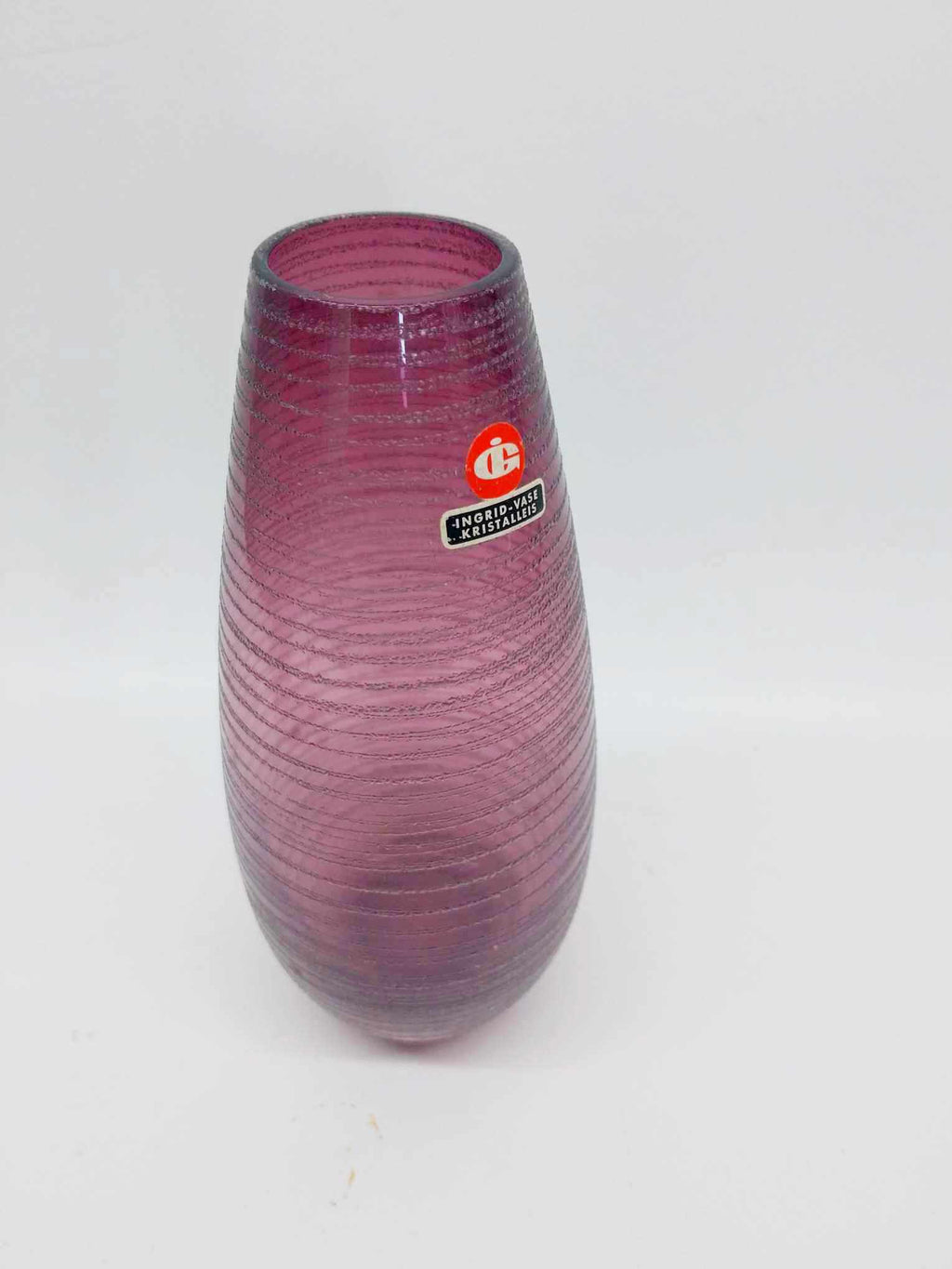 Vintage Ingrid Glas Kristalleis Vase — Amethyst Purple, West Germany