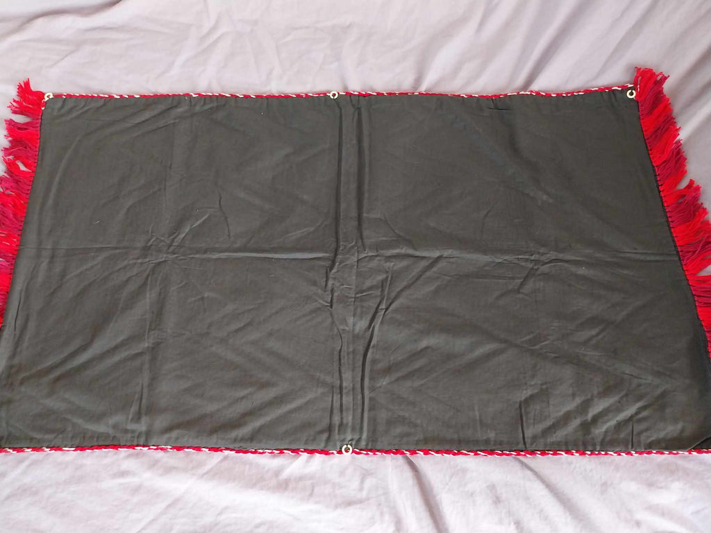 Vintage Hand-Woven Balkan Wall Tapestry – Red & Black Diamond Geometric Pattern