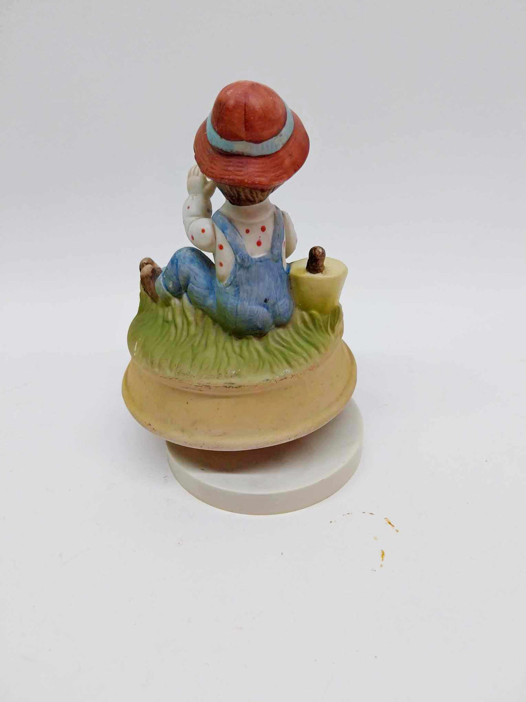 Rare porcelain musical figurine, vintage Japanese biscuit porcelain figure
