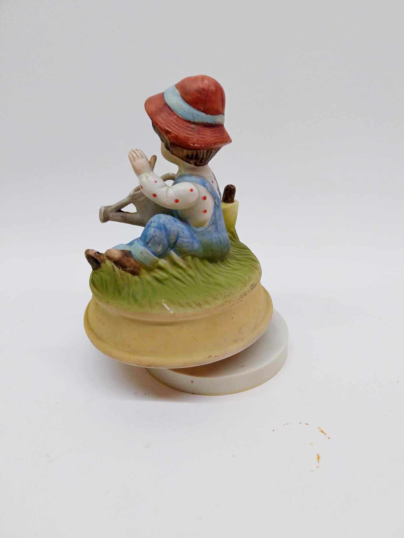Rare porcelain musical figurine, vintage Japanese biscuit porcelain figure