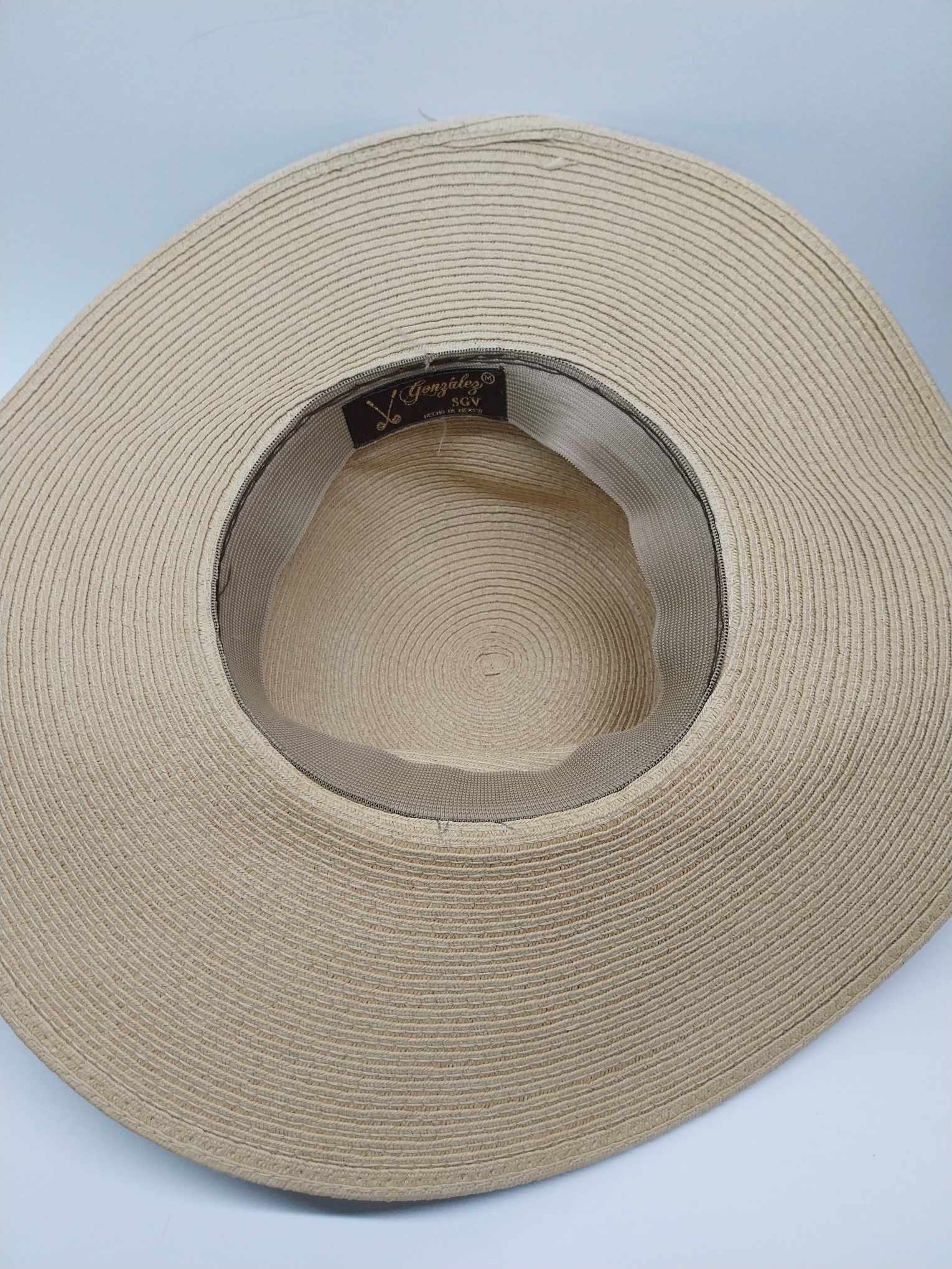 Vintage Straw Hat — Mexican Women's Sun Hat - Wide Brim with Wooden Beads