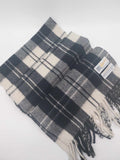 Vintage Glentana Lambswool Scarf – Black & Cream Tartan, Made in Scotland
