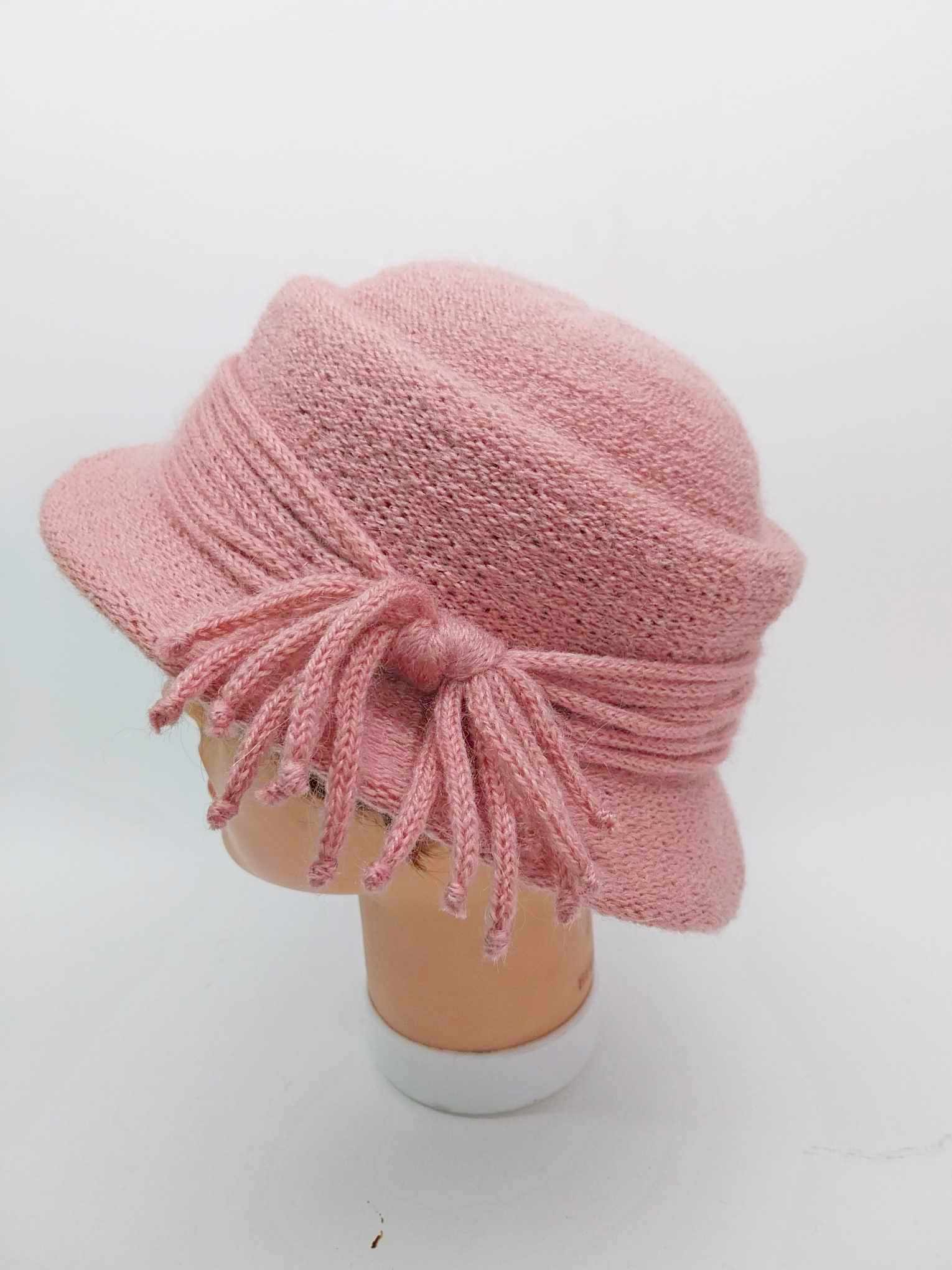 Vintage Blush Pink Knitted Cloche Hat – Women's spring - fall hat