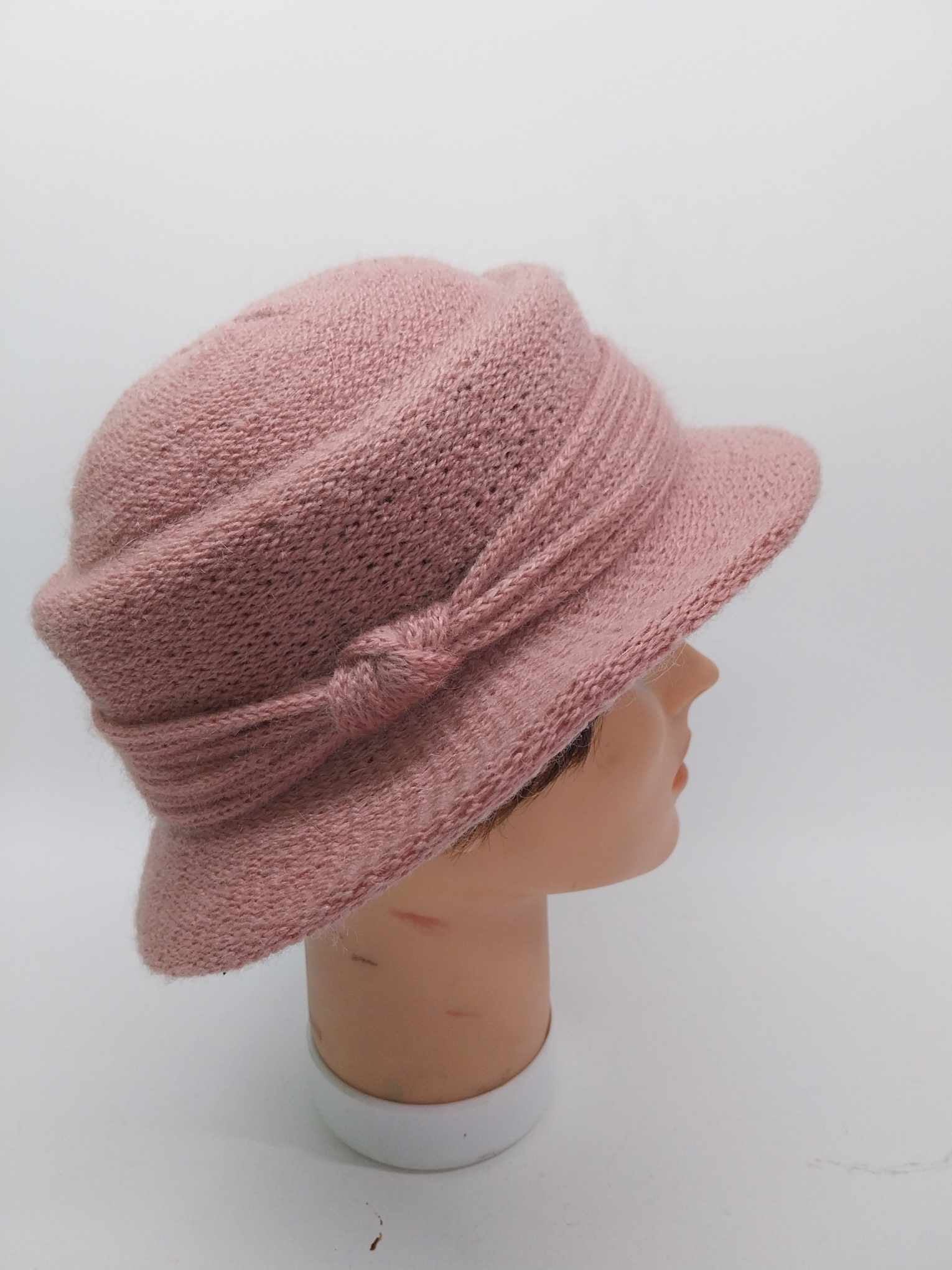 Vintage Blush Pink Knitted Cloche Hat – Women's spring - fall hat