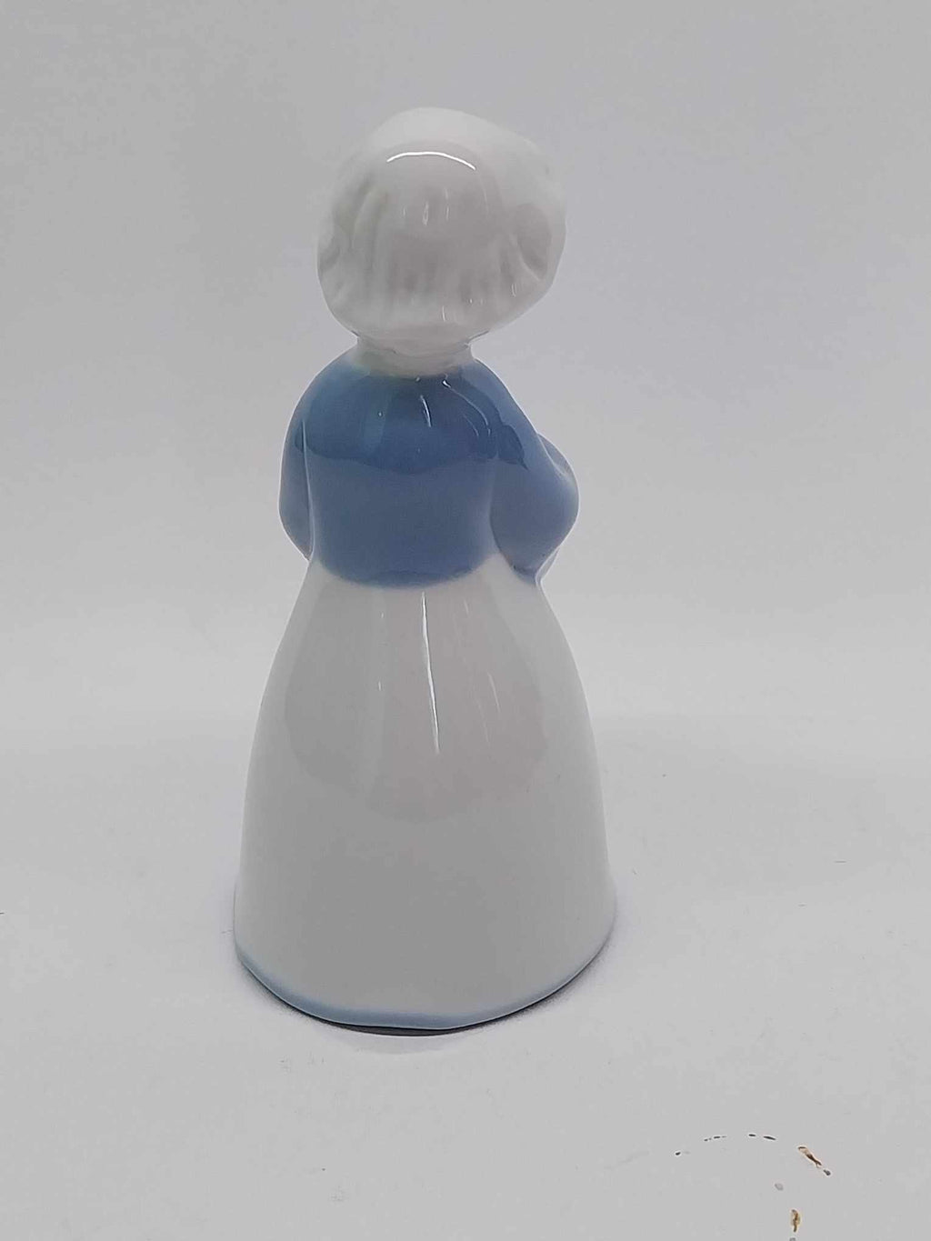 Vintage Porcelain Woman Figurine Candle Holder – Blue & White Floral