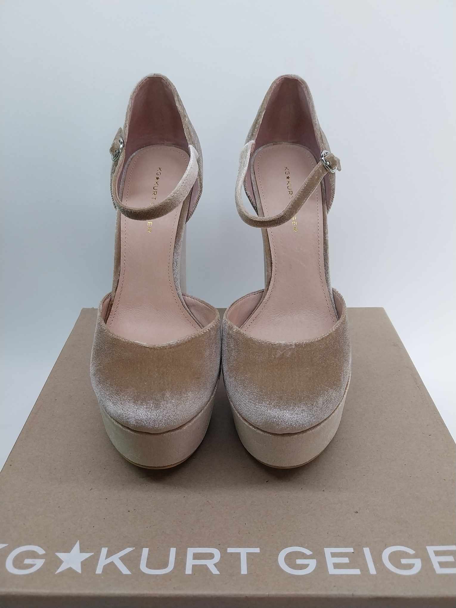 KG Kurt Geiger Platform Heels - Velvet Champagne Women's Shoes