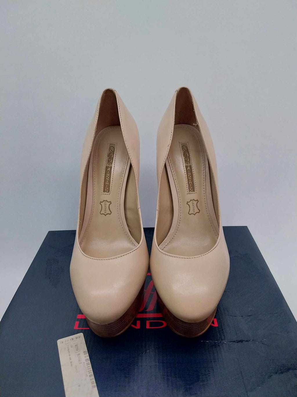 BUFFALO London Platform Heels — Nude Leather, High Stiletto