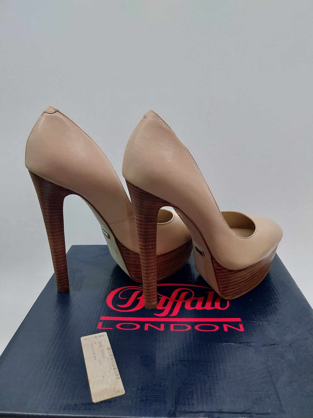 BUFFALO London Platform Heels — Nude Leather, High Stiletto
