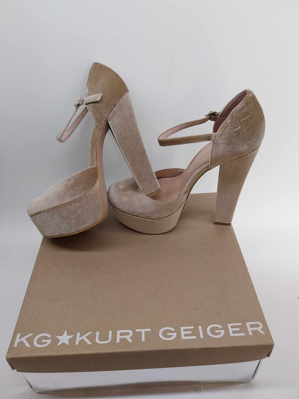 KG Kurt Geiger Platform Heels - Velvet Champagne Women's Shoes