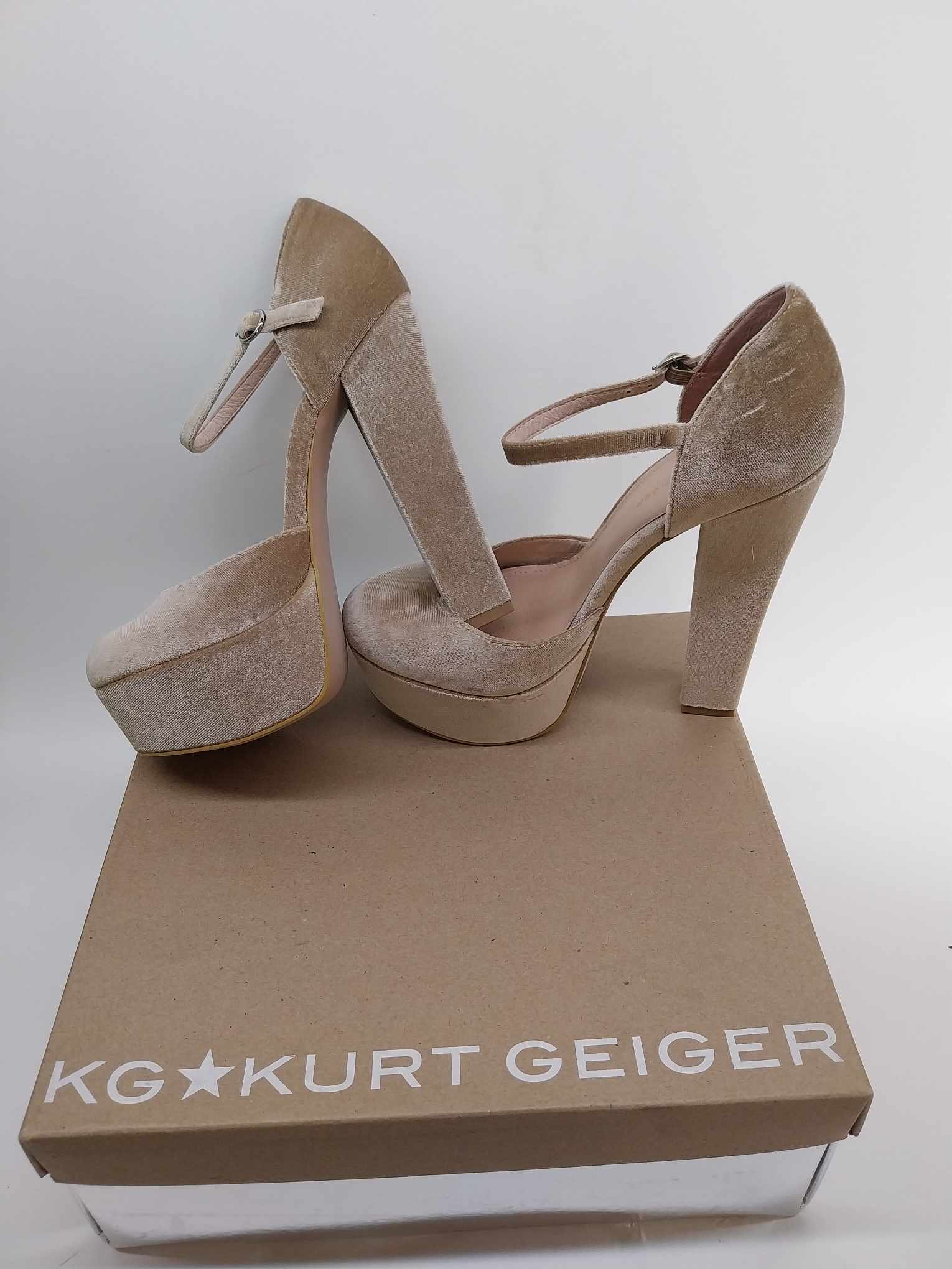 KG Kurt Geiger Platform Heels - Velvet Champagne Women's Shoes