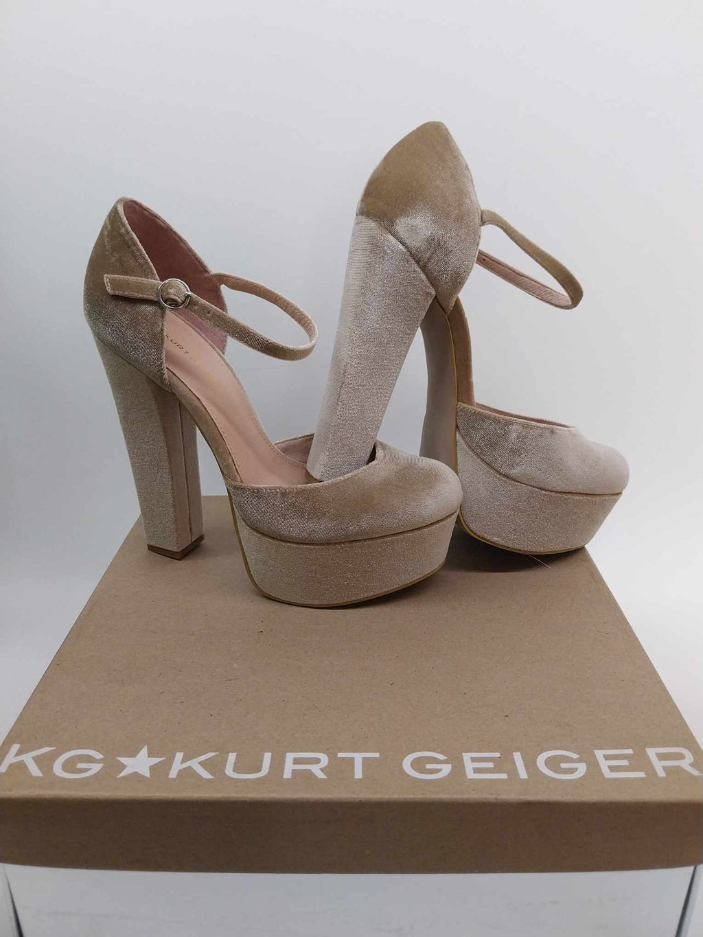 KG Kurt Geiger Platform Heels - Velvet Champagne Women's Shoes